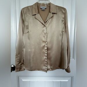 Joan leslie Gold Button Down Dress Shirt Size 6P GUC